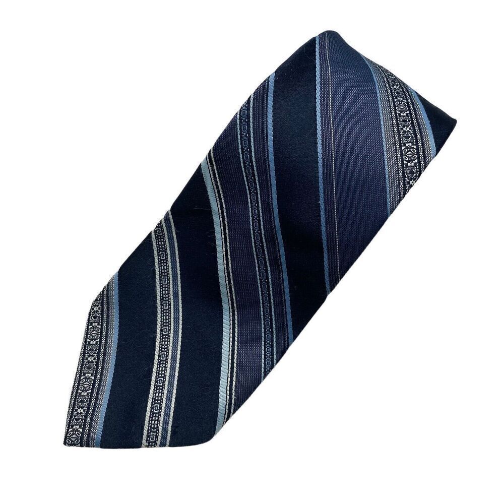 Vintage 70s Johnny Carson Tie Mens Blue Repp Stripe Polyester Office Madmen